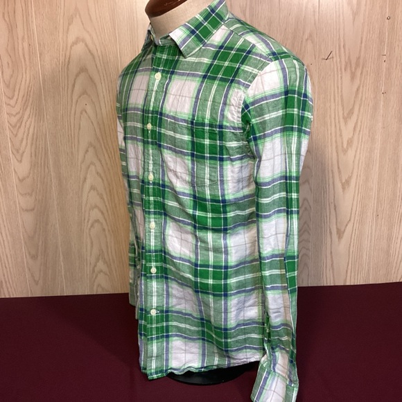 Men’s Banana Republic linen & cotton button down plaid shirt size small - Picture 6 of 10